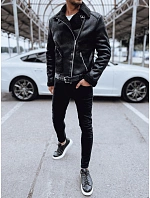 Bunda křivák pánská kožená černá FashionStreet TX4712 Bunda křivák pánská kožená černá FashionStreet TX4712