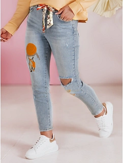 Dámské džínové kalhoty slim fit s páskem GIRLHOOD modré FashionStreet UY2484