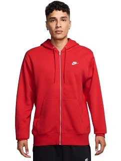 Pánská mikina Nike Club BB FZ Hoodie, červená, FN3861 657 L