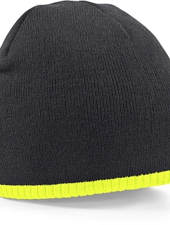 Beechfield B 44C 2-barevná pletená čepice 53.044C black/fluorescent yellow