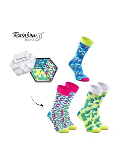 Duhové Rainbow Socks Ponožky V Geometrických Vzorech 3 Párů