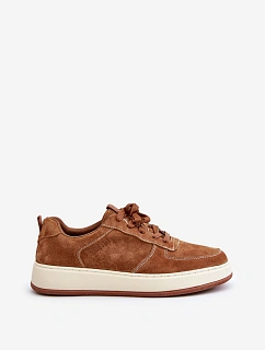 Pánské sneakersy na platformě z broušené kůže Big Star OO174014 hnědé