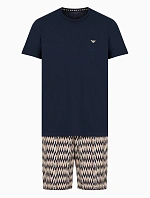 Pánské pyžamo 112101 4R583 18855 hnědé se vzorem - Emporio Armani