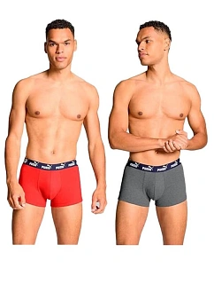 Pánské boxerky Puma 2-Pack červená šedá pohodlná bavlna