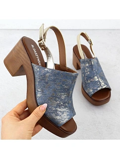 Dámské sandály na jehlovém podpatku denim gold M.Daszynski MR23126-7
