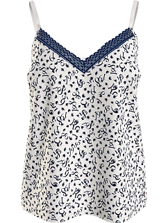 Dámský pyžamový top WOVEN CAMI PRINT UW0UW05006 02X bílý s potiskem - Tommy Hilfiger