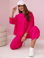 Bavlněná mikina kalhoty set fuchsie