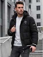 Pánská zimní prošívaná bunda s kapucí, černá, FashionStreet TX5154 Pánská zimní prošívaná bunda s kapucí, černá, FashionStreet TX5154