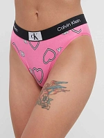 Dámské kalhotky 000QF7480E KCC růžové se srdíčky - Calvin Klein