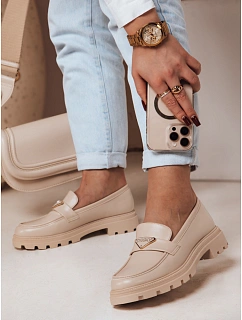 Dámské mokasíny s plochou podrážkou ELEGANCIO beige FashionStreet ZY0709