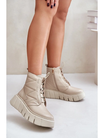 Boty na široké podrážce na zip model 202820 Step in style Boty na široké podrážce na zip model 202820 Step in style