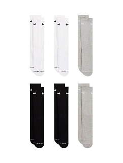 Ponožky Nike Everyday Elevated, 6 párů, bílé, černé, šedé, HQ8021 903 , velikosti 35–37,5