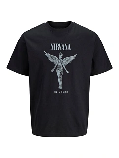 Jack&Jones tričko Nirvana JPRBLUNIRVANA SS TEE 12287521 BLACK