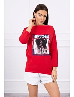 Americká dívčí grafická halenka červená S/M - L/XL Americká dívčí grafická halenka červená S/M - L/XL