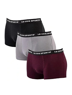 Le Coq Sportif pánské boxerky 3PAK černé šedé vínové