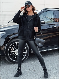 Dámská krátká bunda z alpaky KATHERINE s kapucí černá FashionStreet NY0672