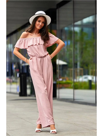 Dámský overal KMB0005 Pudr růžová - Roco Fashion Dámský overal KMB0005 Pudr růžová - Roco Fashion