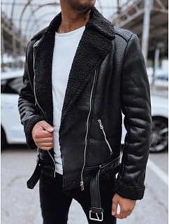 Bunda křivák pánská kožená černá FashionStreet TX4712
