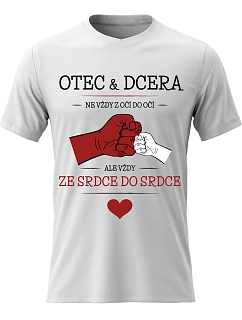 Pánské bavlněné tričko s potiskem - OTEC & DCERA - bílé