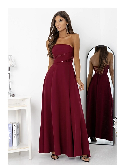 Dámské dlouhé šaty model 222674 bordó - With You Dámské dlouhé šaty model 222674 bordó - With You