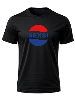 Dámské bavlněné tričko s potiskem - SEXSI - černé