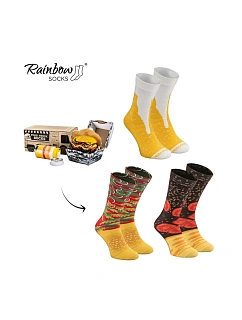 Sada Food Truck Socks Box Beer Burger 3 páry