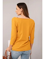 Dámská halenka s lodičkovým výstřihem hořčicová Dámská halenka s lodičkovým výstřihem hořčicová