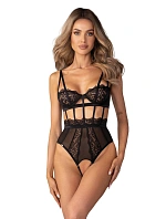 Dámské svůdné body otevřené Hersis Crotchless Teddy černé - Obsessive