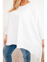 Dámská tunika Plus Size z bavlny s asymetrickým spodkem bílá Dámská tunika Plus Size z bavlny s asymetrickým spodkem bílá