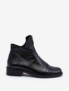 Kožené kozačky na zip Nicole 2785/037 Černá