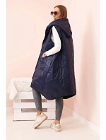 Dámská prošívaná vesta Plus Size s kapucí na zip modrá Dámská prošívaná vesta Plus Size s kapucí na zip modrá