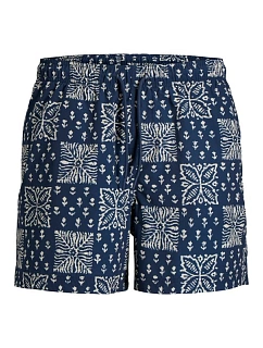 Jack&Jones pánské plavecké šortky JPSTMAUI SHELL AOP SWIM SHORTS REG 12291808 PAGEENT BLUE