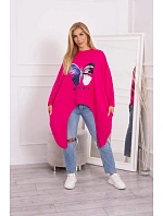 Oversize halenka s potiskem fuchsiová Oversize halenka s potiskem fuchsiová