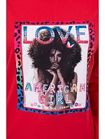 Americká dívčí grafická halenka červená S/M - L/XL Americká dívčí grafická halenka červená S/M - L/XL