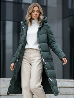 FashionStreet dámská zimní dlouhá zelená bunda TY5138