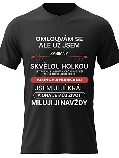 Pánské bavlněné tričko s potiskem - ZABRANÝ SKVĚLOU HOLKOU - černé 