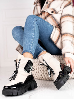 Luxusní  kotníčkové boty dámské hnědé bez podpatku