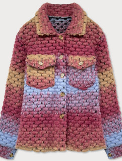Tmavě růžová košilová dámská bunda s límcem (2453)