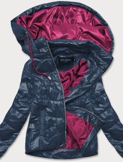 Modro-růžová dámská bunda s barevnou kapucí (BH2005)