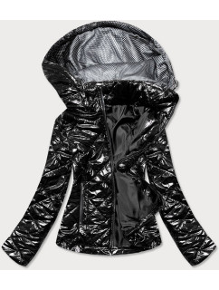 Lesklá černá dámská bunda (BR9756-1)