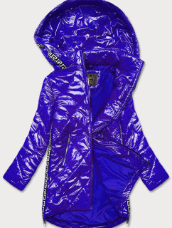 Lehká lesklá dámská bunda v chrpové barvě s lemovkami (LD7258BIG)