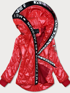 Červená prošívaná dámská bunda s kapucí (HS-1809)