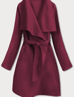 Vínový dámský minimalistický kabát (747ART)