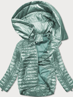 Asymetrická dámská bunda v mátové barvě s kapucí (PC-7510-253)