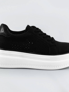 Černé ažurové dámské boty s vysokou podrážkou (DQR2290)