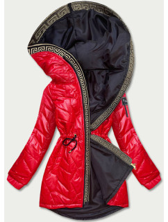 Červená dámská bunda s ozdobným prošíváním (B8092-4)