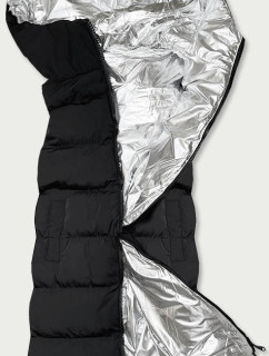 Černo-stříbrná oboustranná dámská péřová vesta (5M755-392)