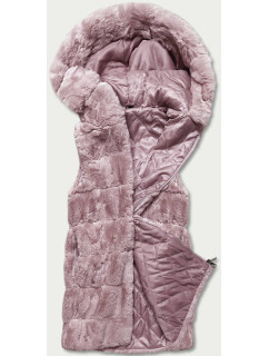 Růžová kožešinová vesta s kapucí (B8059-81)