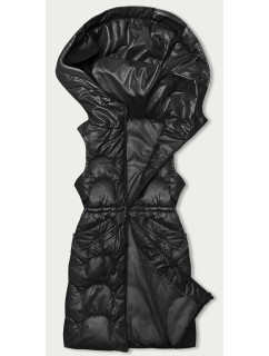 Černá vypasovaná vesta s kapucí (B8173-1)