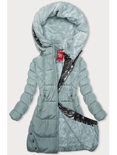 Zimní bunda v mátové barvě s kapucí (2M-231)